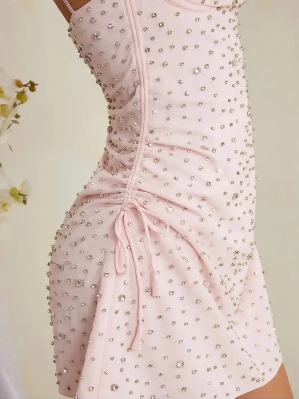 Oh Polly Hand Embellished Cowl Neck Mini Dress in Pink - Picture 2 of 4